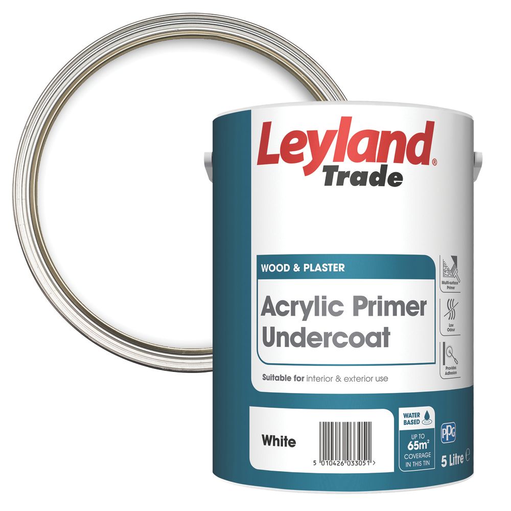 Image of Leyland Trade Acrylic Primer Undercoat 5Ltr 