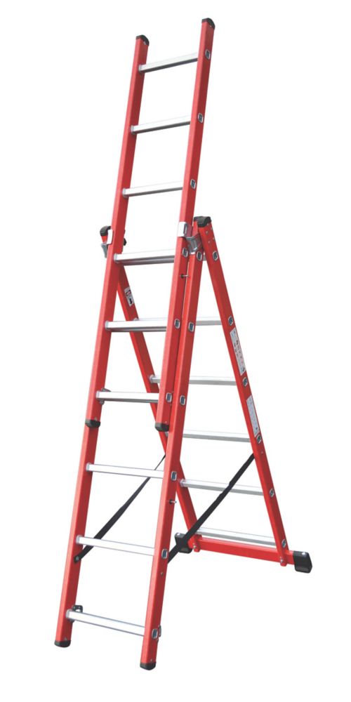 Image of Lyte 3-Section 3-Way Fibreglass Combination Ladder 3.28m 