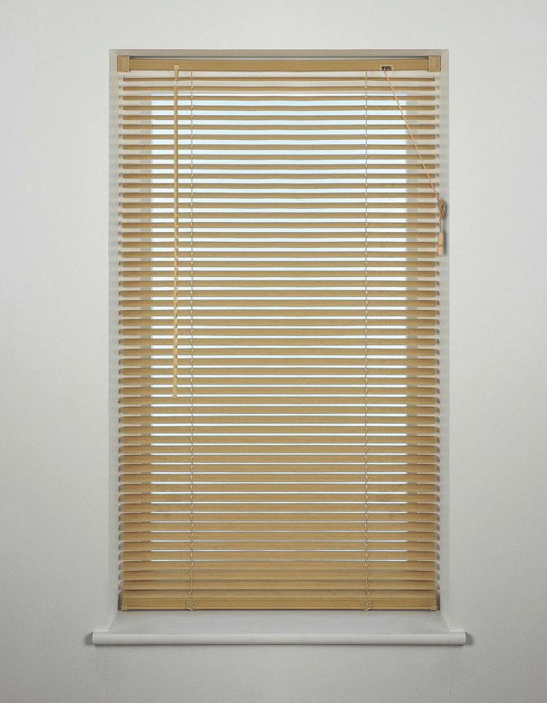 Image of Universal PVC Venetian Non-Blackout Blind Woodgrain 600mm x 1600mm Drop 