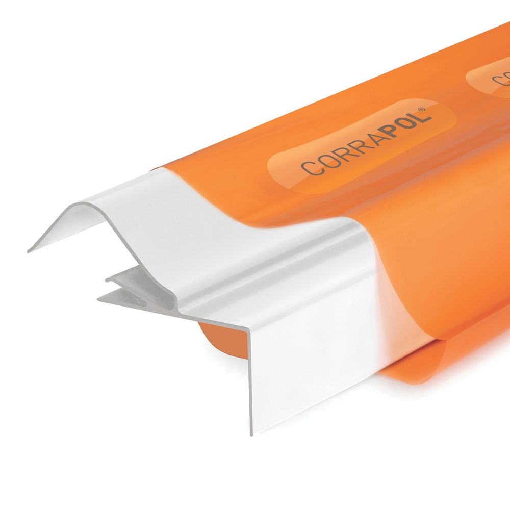 Image of Corrapol Rock n Lock Aluminium Rigid Side Flashing White 125 x 97mm x 3m 