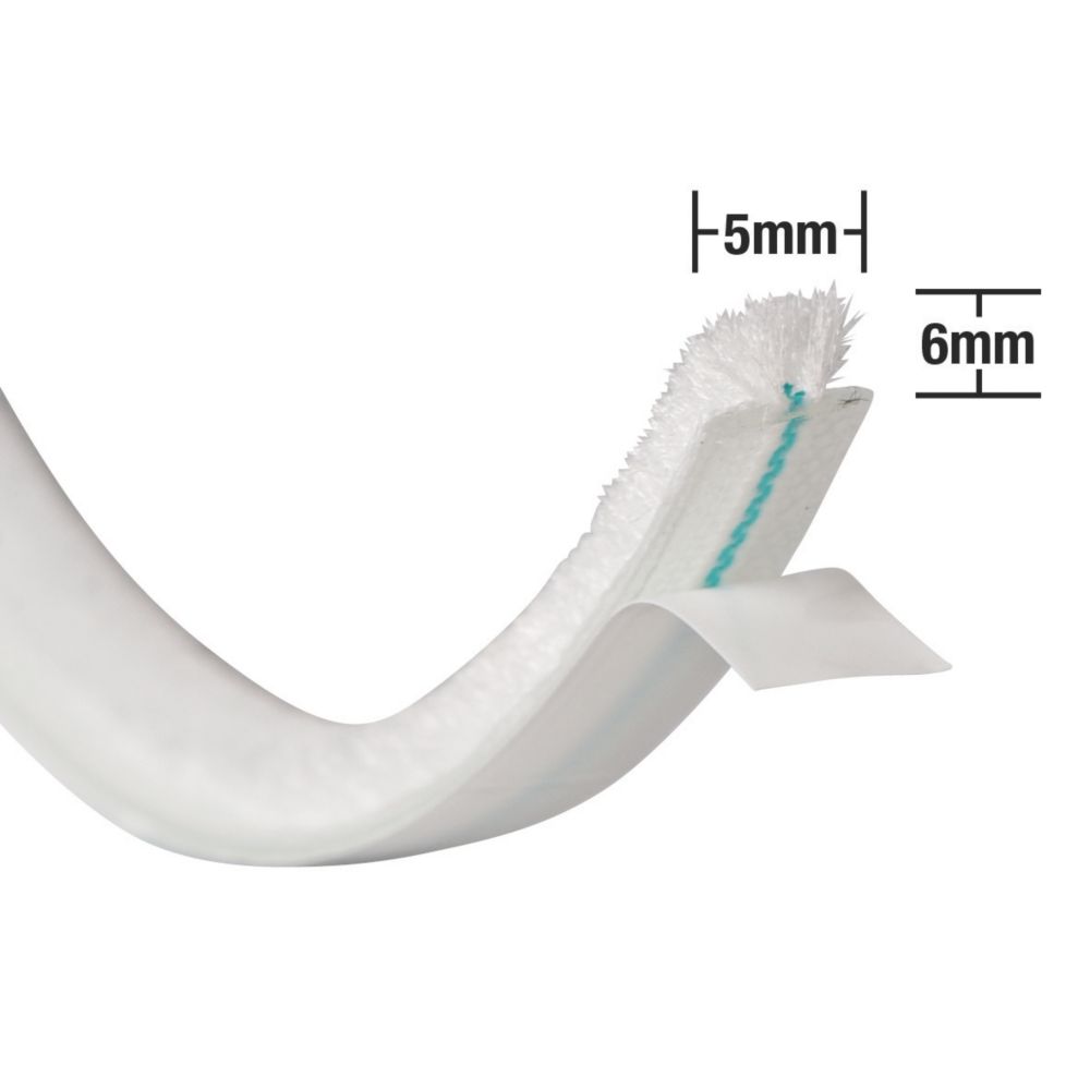 Image of Stormguard Self-Adhesive Brush Pile Weatherstrips White 5m 3 Pack 