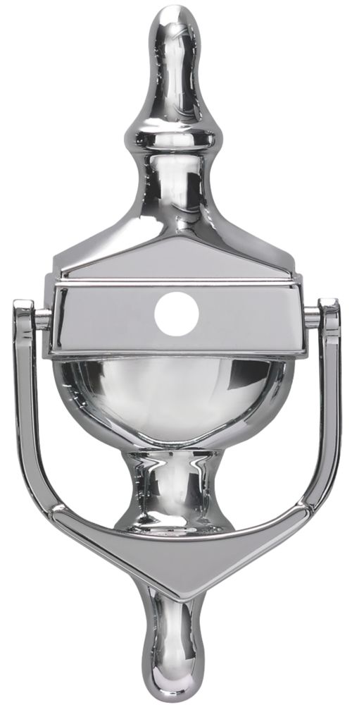 Image of Fab & Fix Classic Door Knocker with Spyhole Polished Chrome 76mm x 162mm 