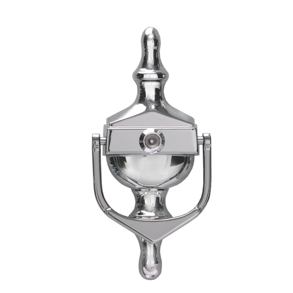 Image of Fab & Fix Classic Door Knocker with Spyhole Polished Chrome 76mm x 162mm 