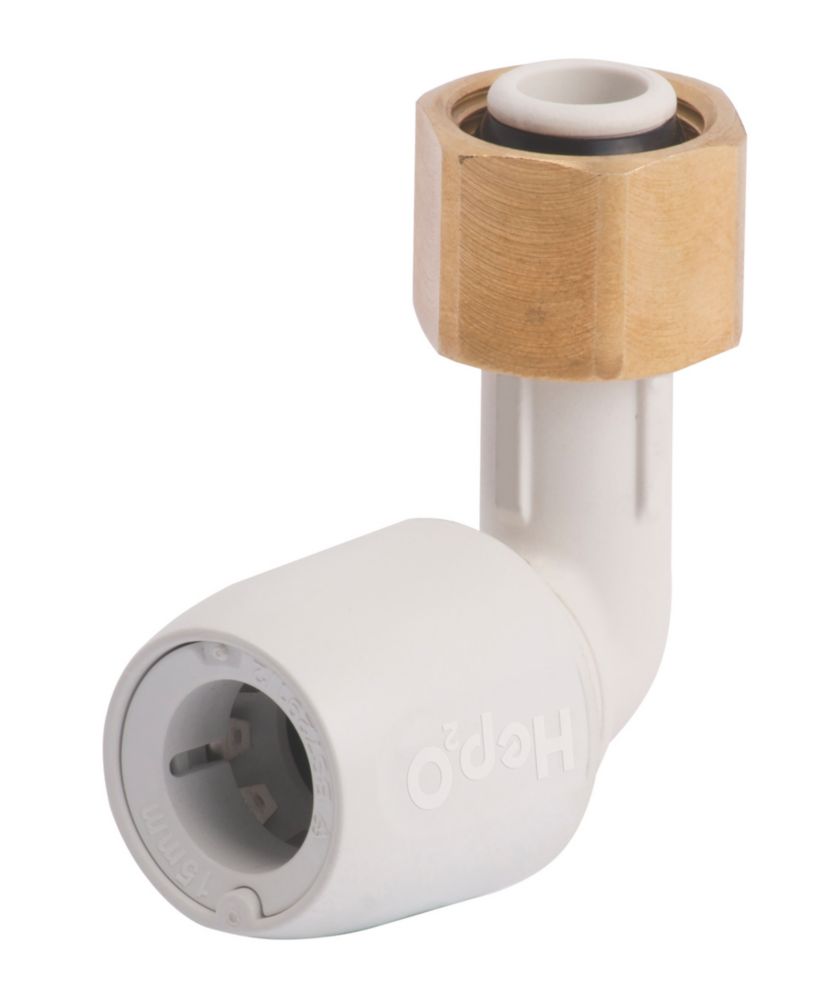 Image of Hep2O Plastic Push-Fit Angled Tap Connector 15mm x 1/2" 