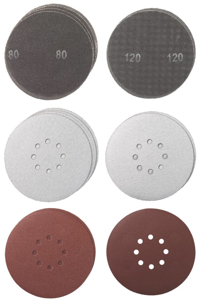 Image of Einhell Grille Sanding Disc Set Assorted 225mm 80 & 120 Grit 15 Pack 