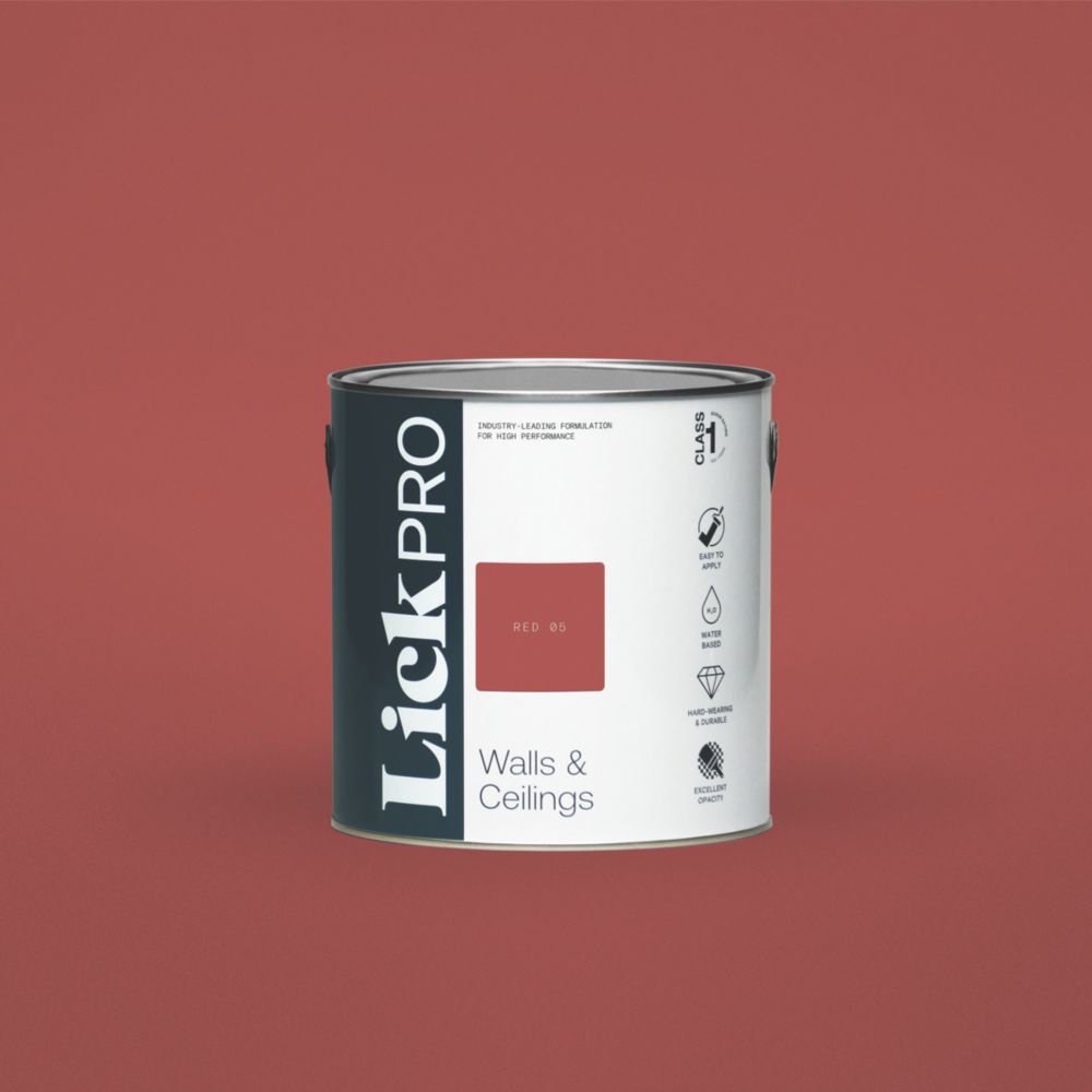 Image of LickPro Matt Red 05 Emulsion Paint 2.5Ltr 