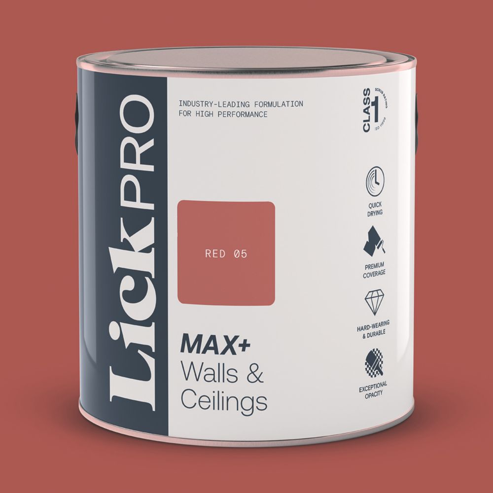 Image of LickPro Matt Red 05 Emulsion Paint 2.5Ltr 