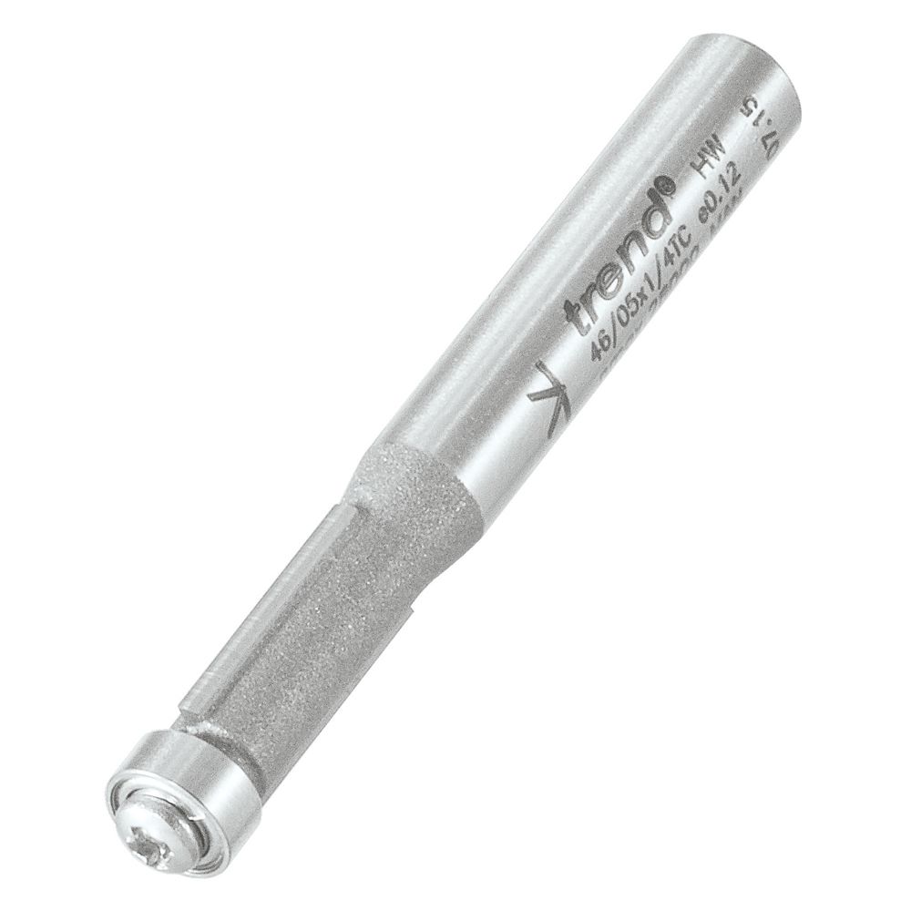 Image of Trend 46/05X1/4TC 1/4" Shank Double-Flute Straight Guided Trimmer Cutter 6.35mm x 12.7mm 