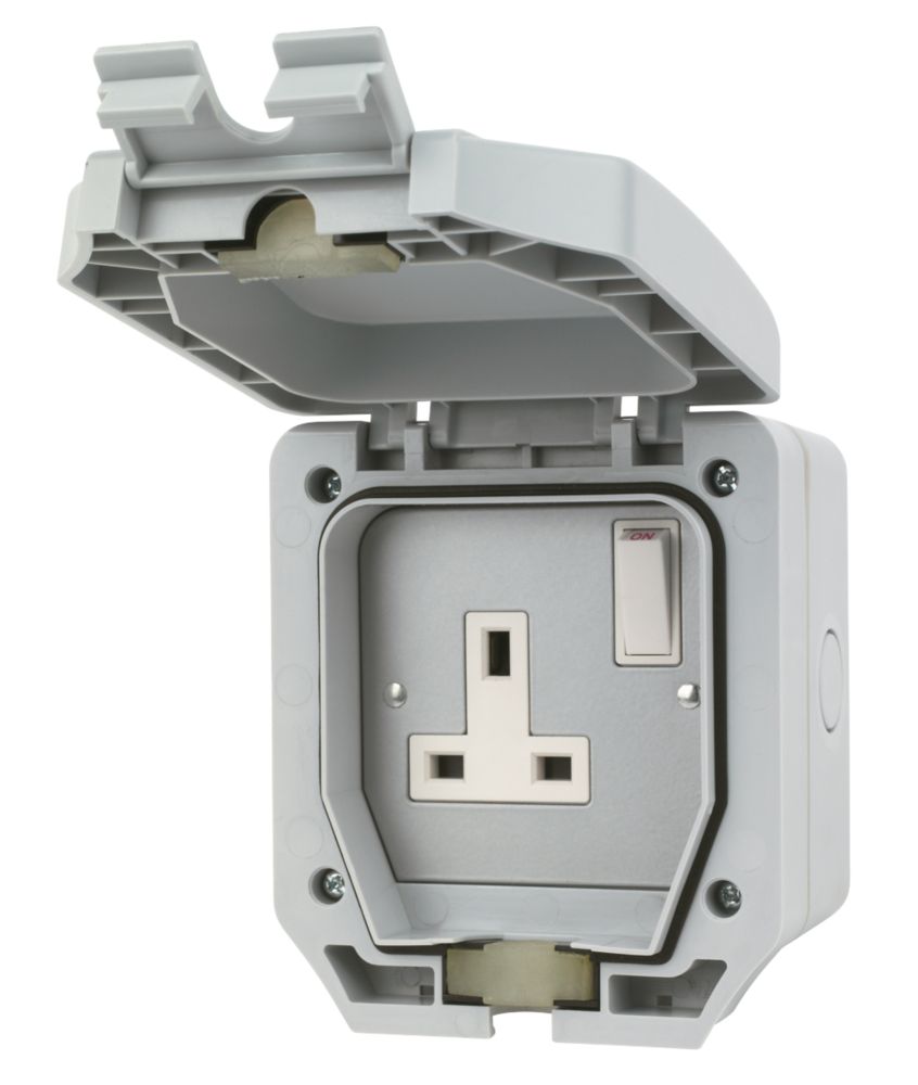 Image of LAP IP66 13A 1-Gang DP Weatherproof Outdoor Switched Socket 