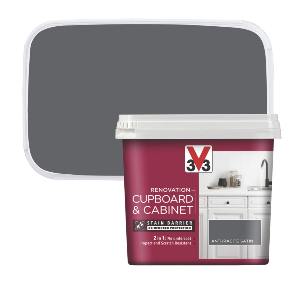Image of V33 Satin Anthracite Grey Trim Cabinet Paint 750ml 