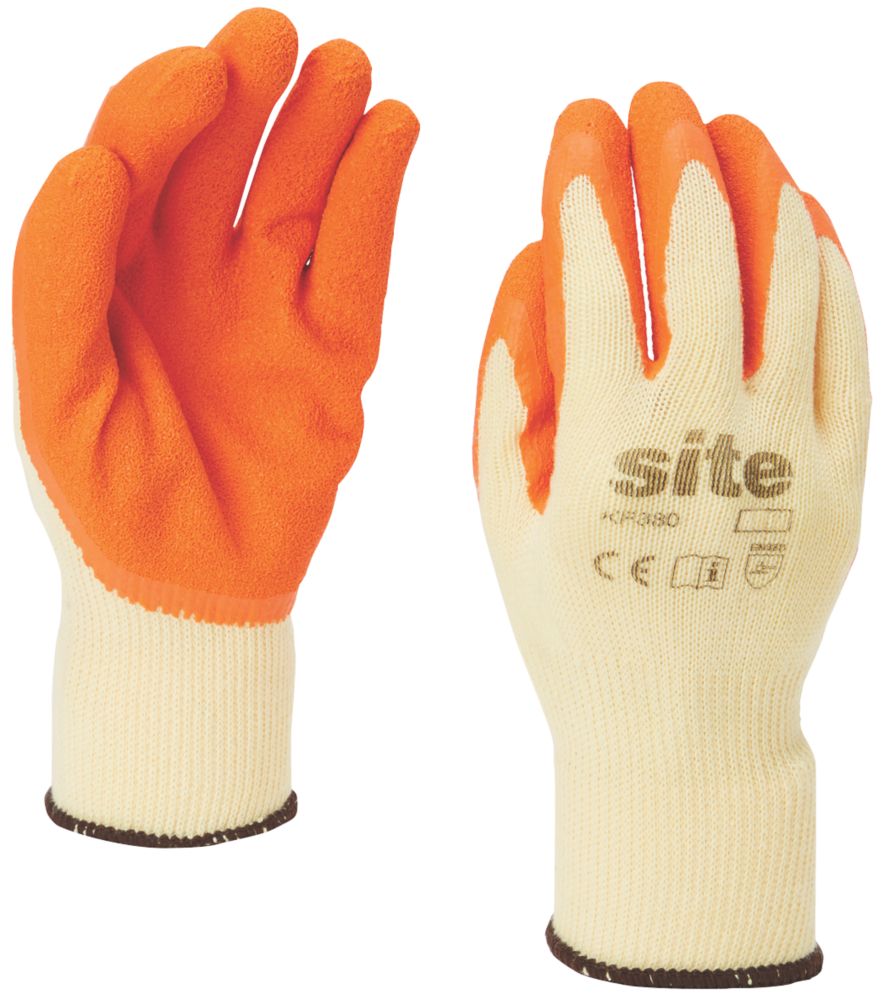 Image of Site 380 Latex Builders Gloves Orange/Yellow Small 