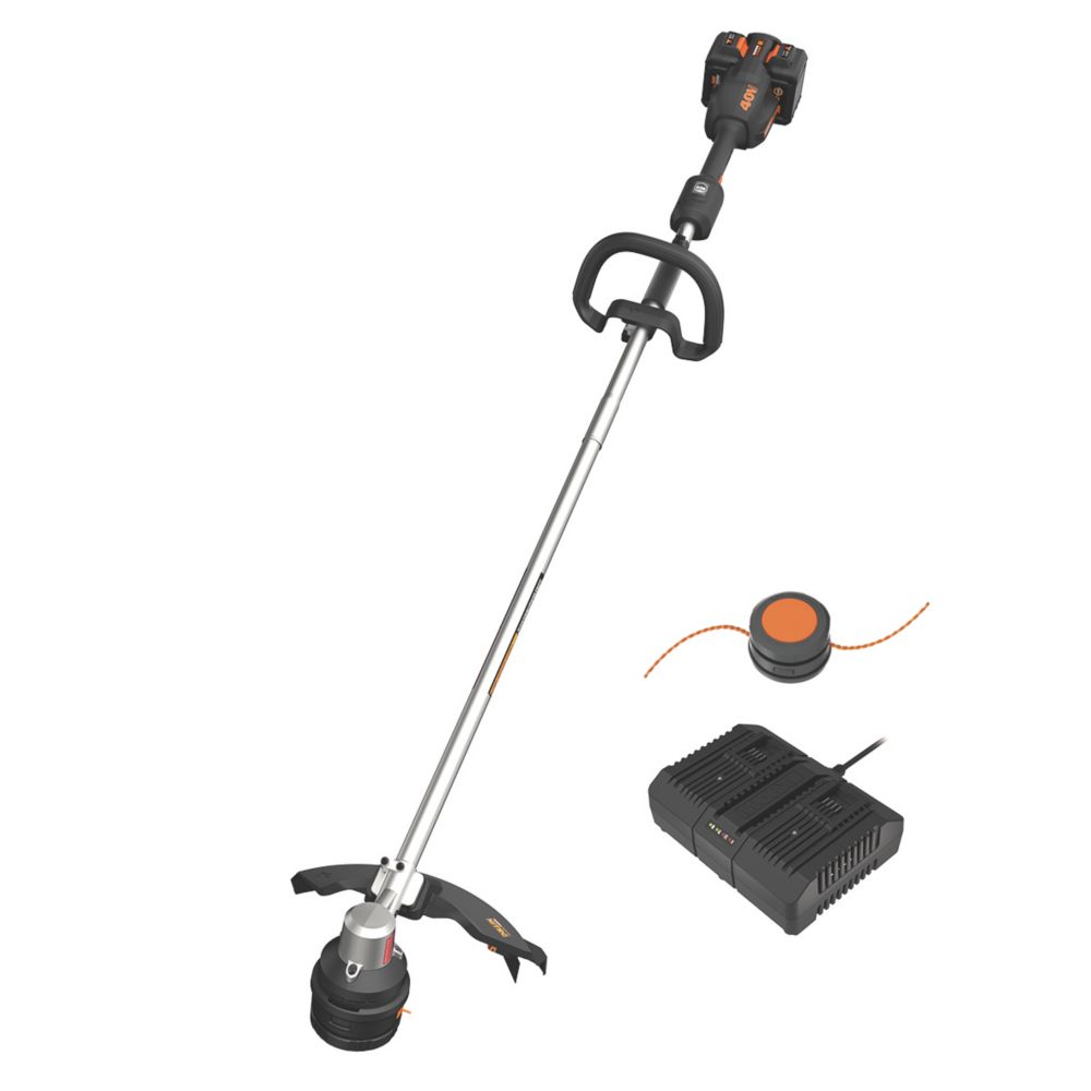 Image of Worx WG185E WG185E 40V 2 x 4.0Ah Lithium PowerShare Brushless Cordless Grass Trimmer 