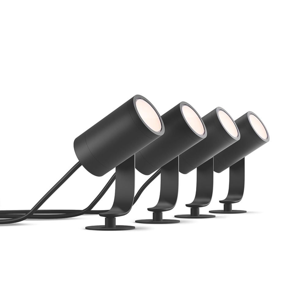 Image of Philips Hue Lily Outdoor LED Outdoor Spotlights Black 8W 1770lm 4 Pack 