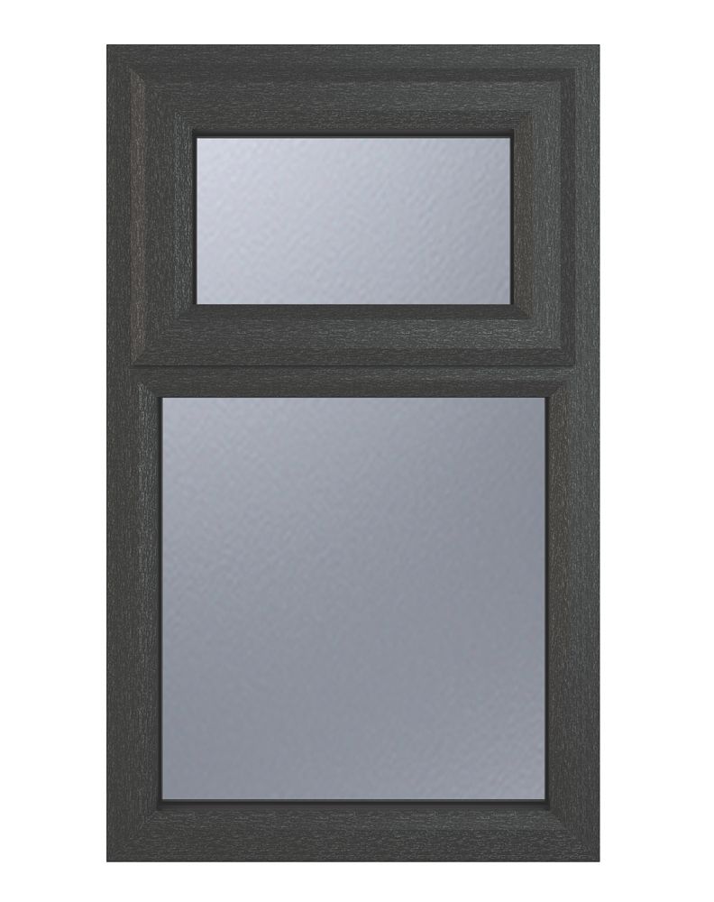 Image of Crystal Top Opening Obscure Triple-Glazed Casement Anthracite on White uPVC Window 610mm x 965mm 