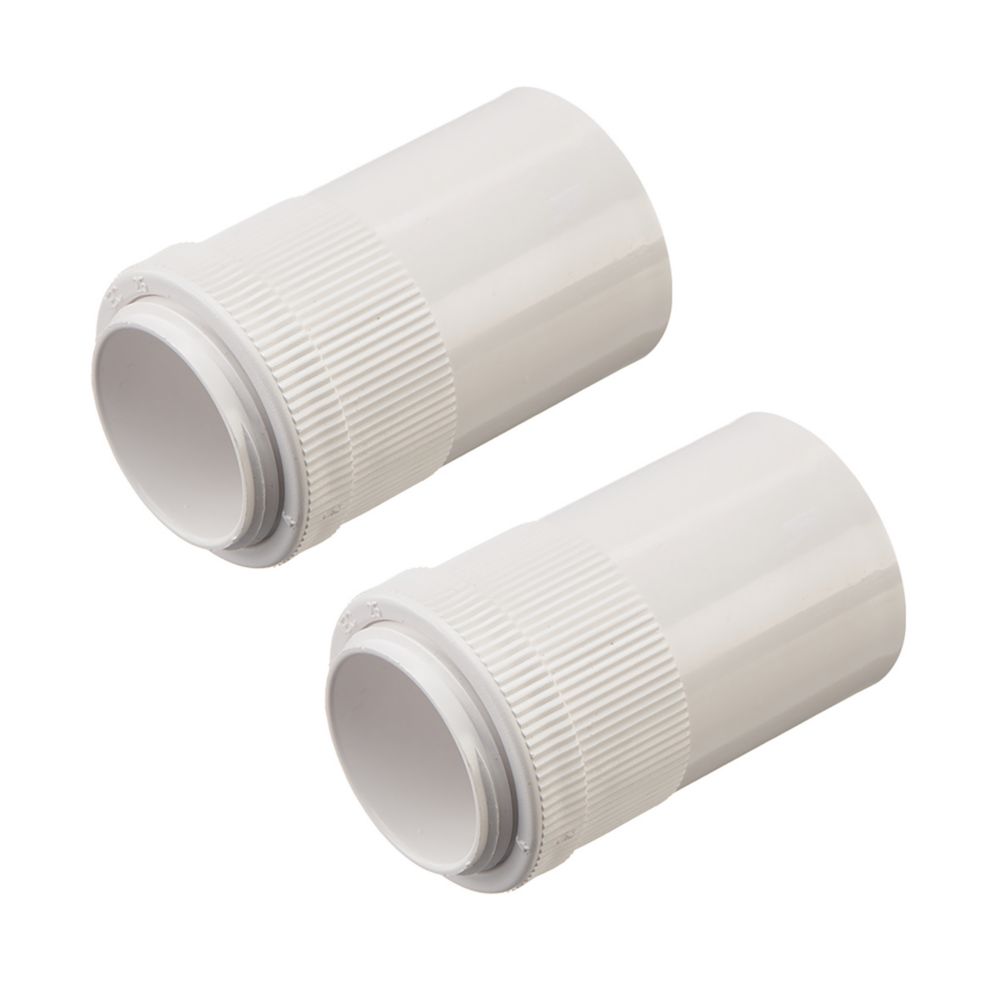 Image of Deta TTE Male Conduit Adaptors 25mm White 2 Pack 