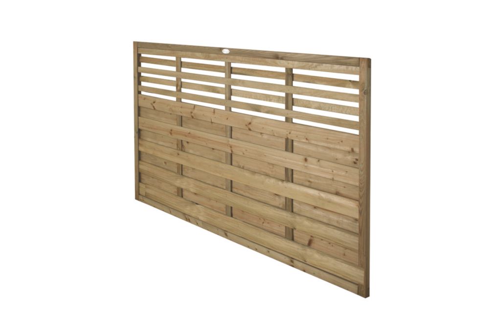 Image of Forest Kyoto Slatted Top Fence Panels Natural Timber 6' x 4' Pack of 10 