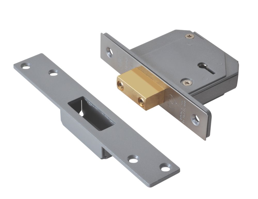 Image of Union Fire Rated Satin Chrome BS 5-Lever Mortice Deadlock 67mm Case - 40mm Backset 