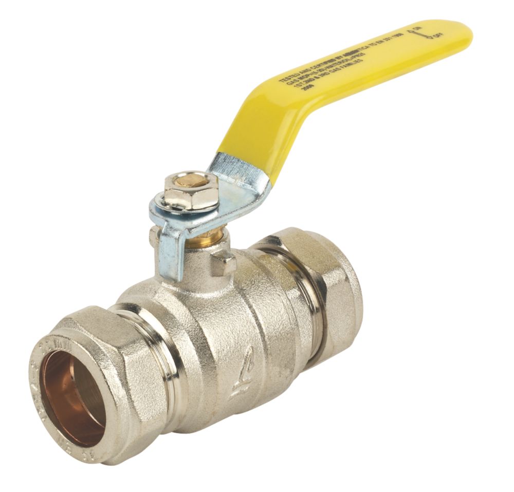 Image of Full Bore Lever Ball Valve Yellow 22mm 