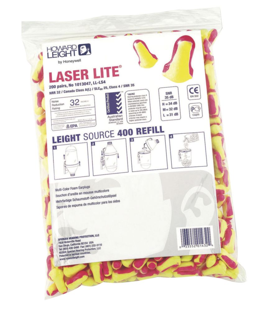 Image of Howard Leight Laser Lite 35dB Foam Ear Plugs 200 Pairs 