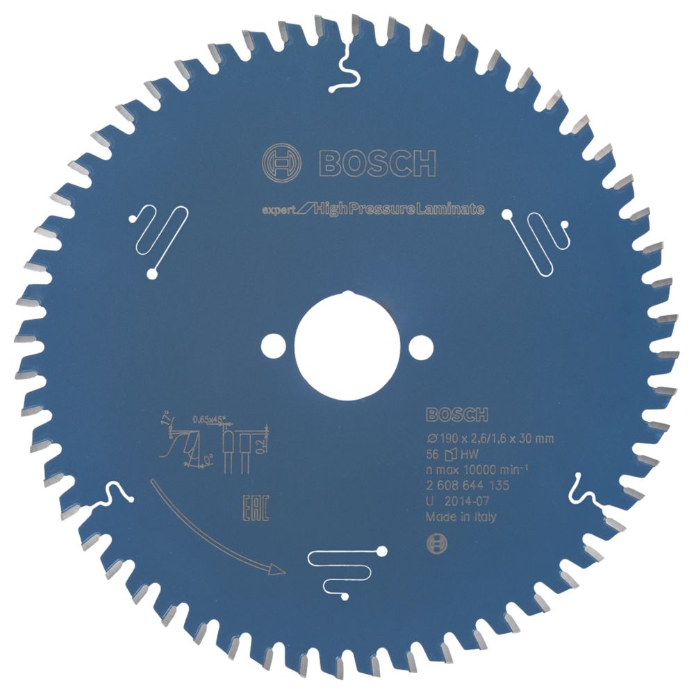 Image of Bosch Expert High Pressure Laminate Circular Saw Blade 190mm x 30mm 56T 