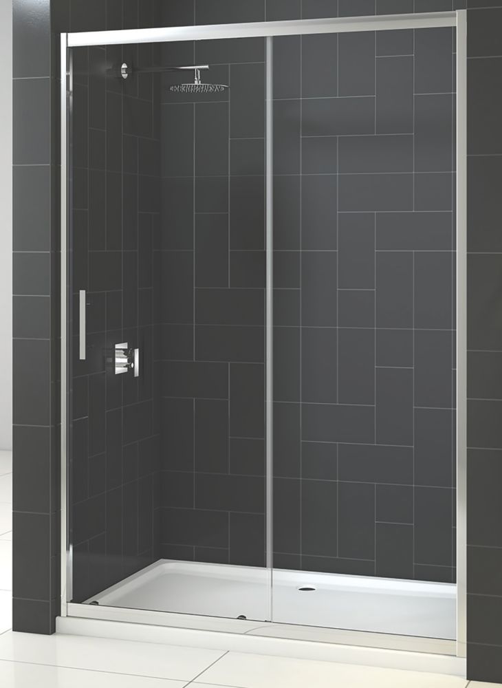 Image of Triton Fast Fix Framed Rectangular Sliding Shower Door Chrome 1100mm x 1900mm 