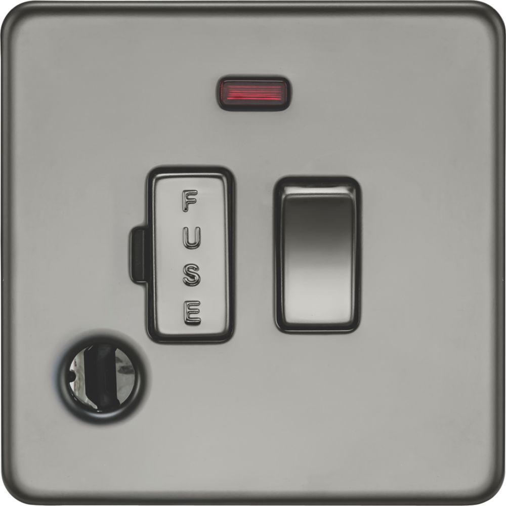 Image of Knightsbridge 13A Switched Fused Spur & Flex Outlet with LED Black Nickel 