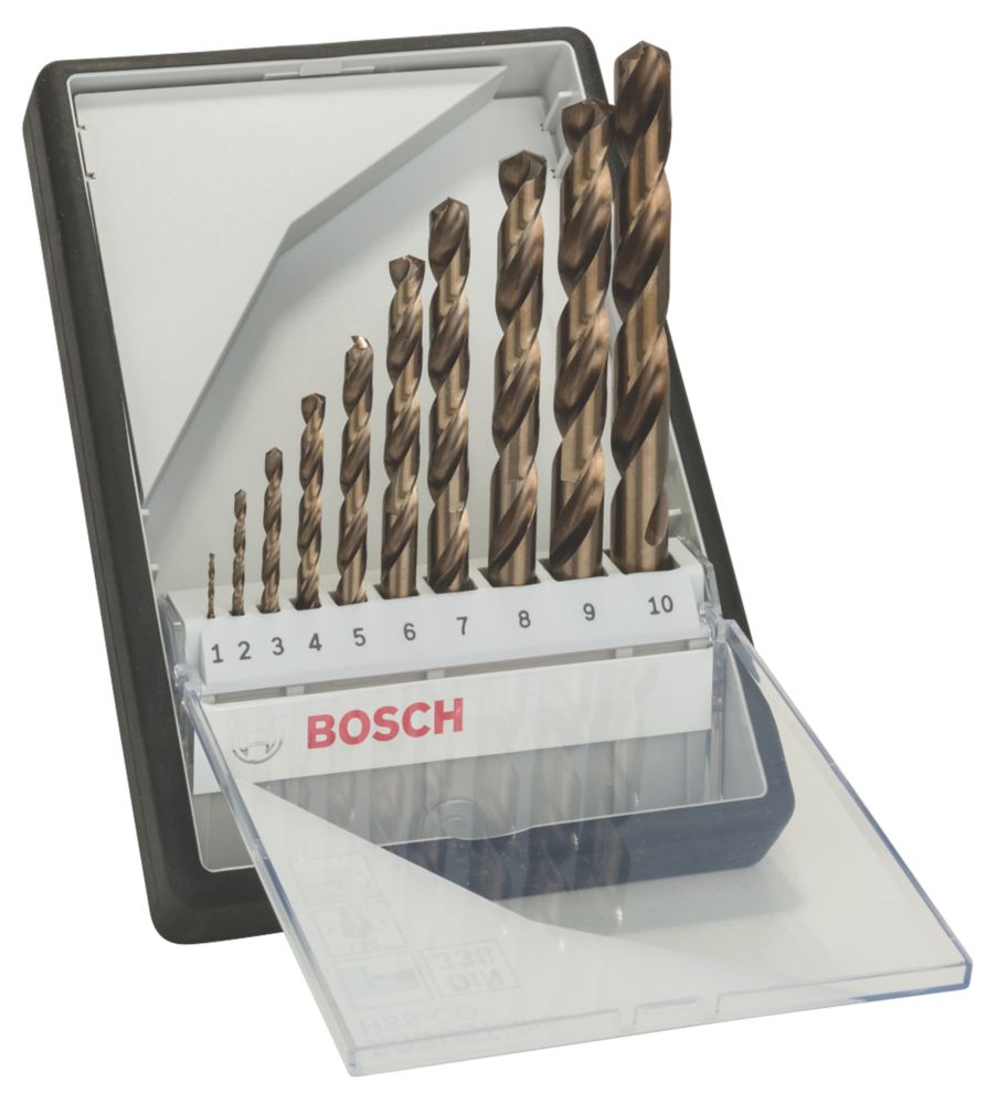 Image of Bosch Straight Shank X-Pro HSS Drill Bits 10 Piece Set 