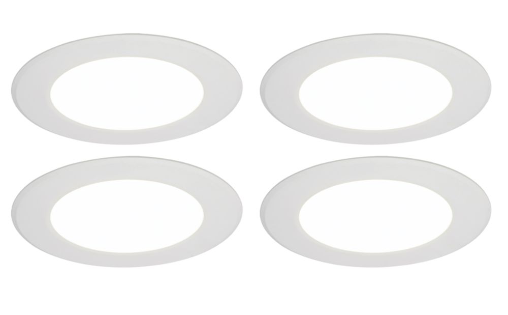 Image of 4lite Fixed LED Slim Downlight White 8W 800lm 4 Pack 