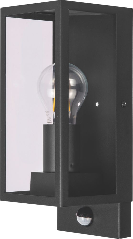 Image of Luceco Outdoor LED Decorative External Wall Lantern With PIR & Photocell Sensor Black 7W 810lm 