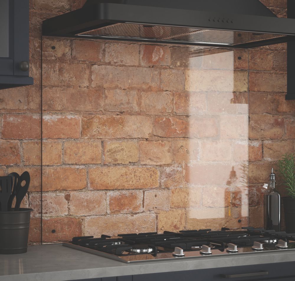 Image of Splashback Clear with Gunmetal Caps Splashback 900mm x 750mm x 6mm 