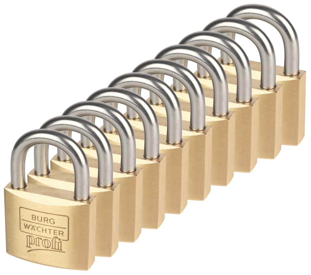 Image of Burg-Wachter Brass Keyed Alike Water-Resistant Padlocks 50mm 10 Pack 