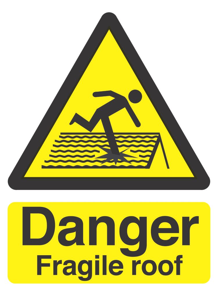 Image of "Danger Fragile Roof" Sign 210mm x 150mm 