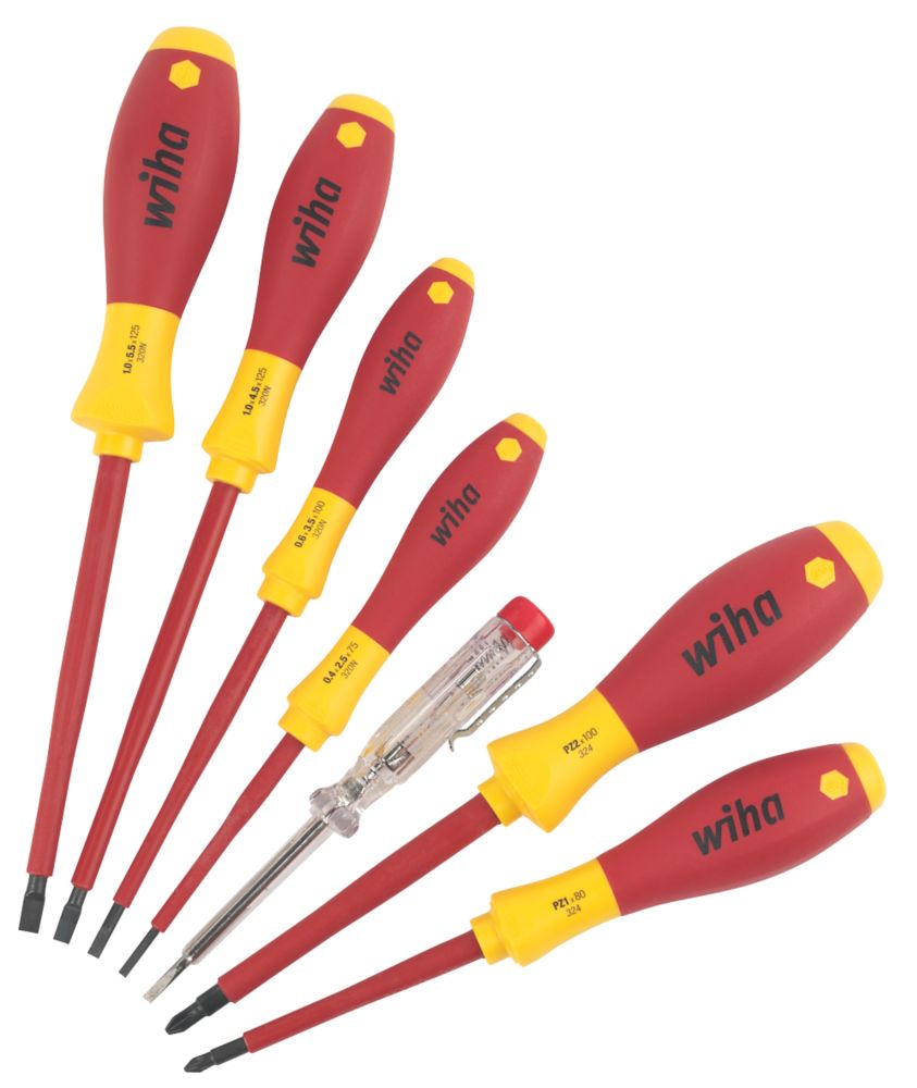 Image of Wiha SoftFinish Mixed VDE Screwdriver Set 7 Pack 