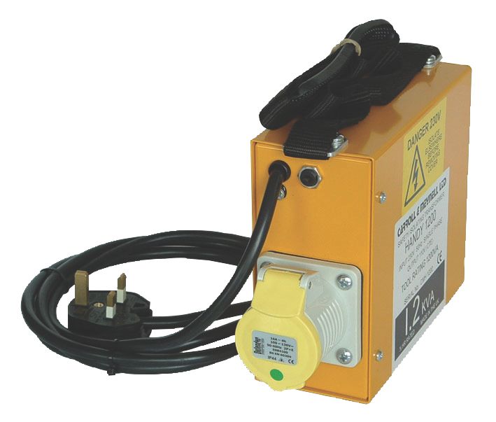 Image of Carroll & Meynell 1200VA Intermittent Step-Down Isolation Transformer 230V/110V Yellow 