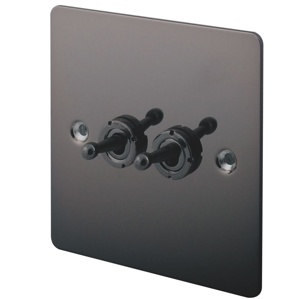 Image of LAP 10AX 2-Gang 2-Way Toggle Switch Black Nickel 