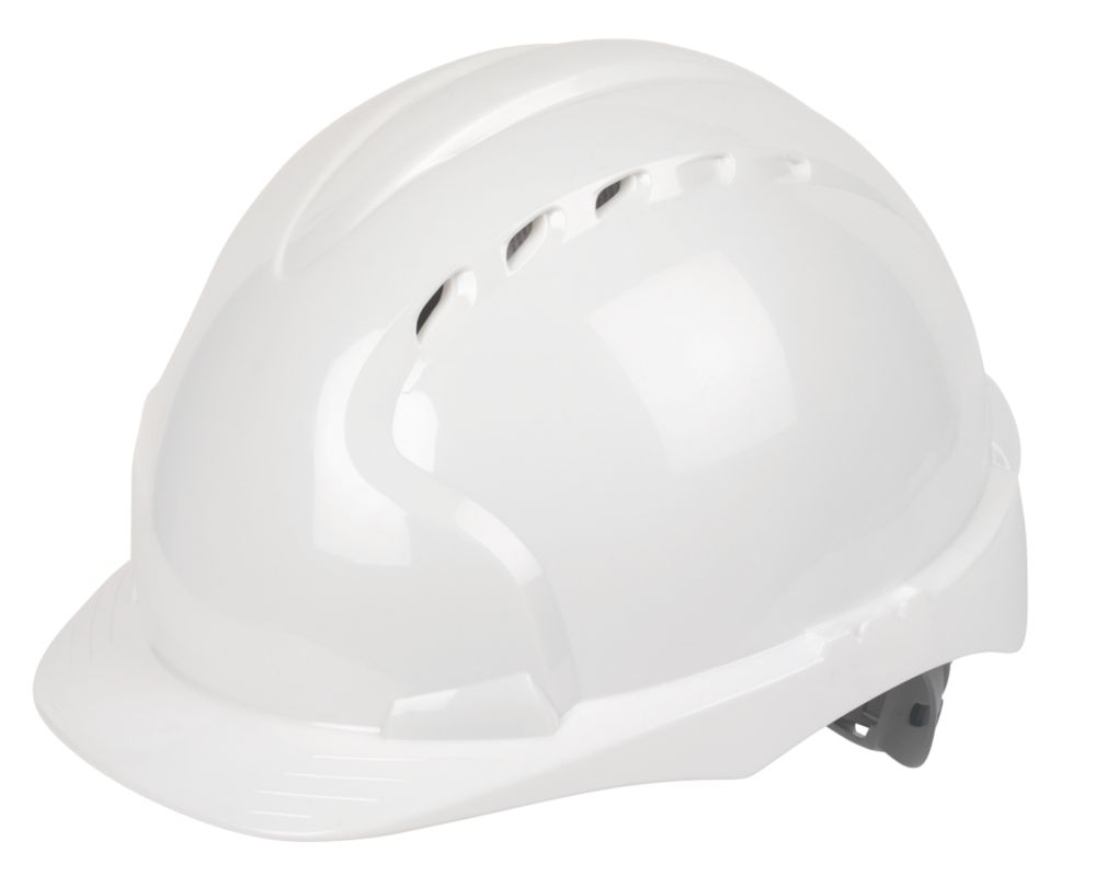 Image of JSP EVO3 Comfort Plus Adjustable Slip Vented Safety Helmet White 