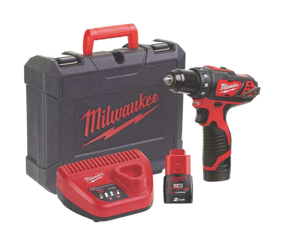 Image of Milwaukee M12 BDD-202C 12V 2 x 2.0Ah Li-Ion RedLithium Cordless Sub-Compact Drill Driver 