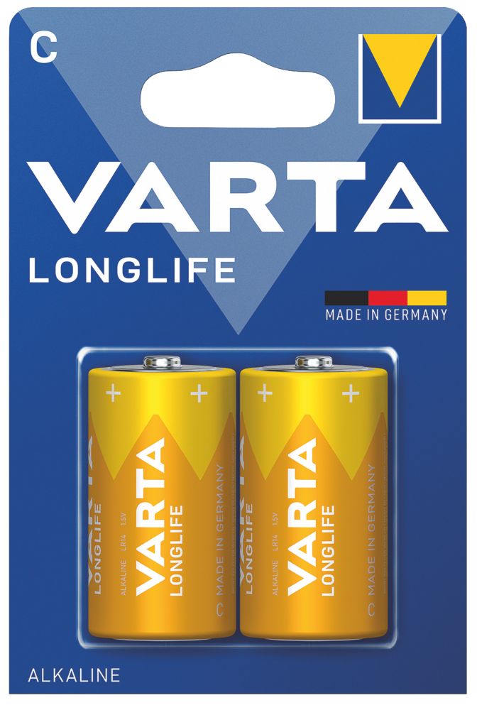 Image of Varta Longlife C Alkaline Battery 2 Pack 