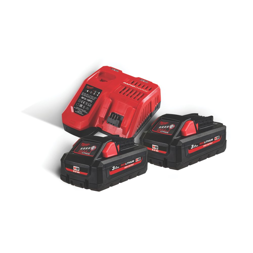 Image of Milwaukee M18HNRG-302 18V 3.0Ah Li-Ion RedLithium High Output Batteries & Charger 