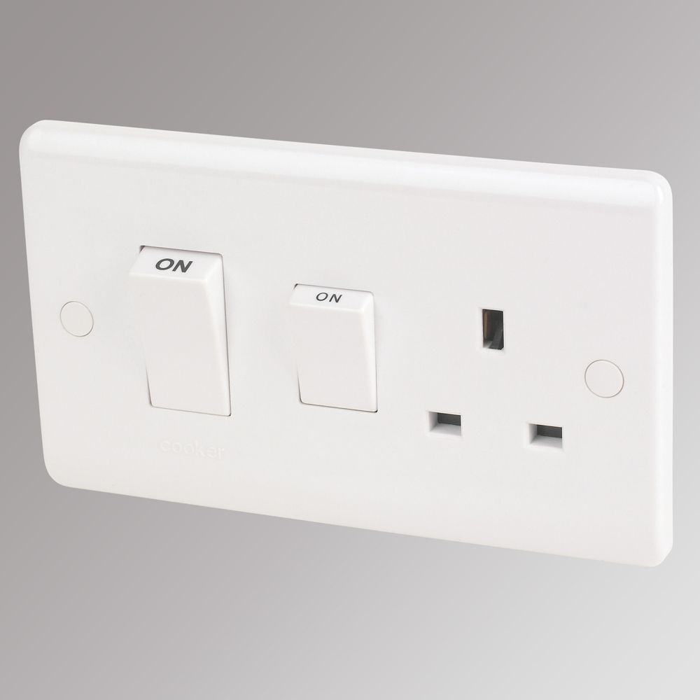 Image of LAP 45A 2-Gang DP Cooker Switch & 13A DP Switched Socket White 