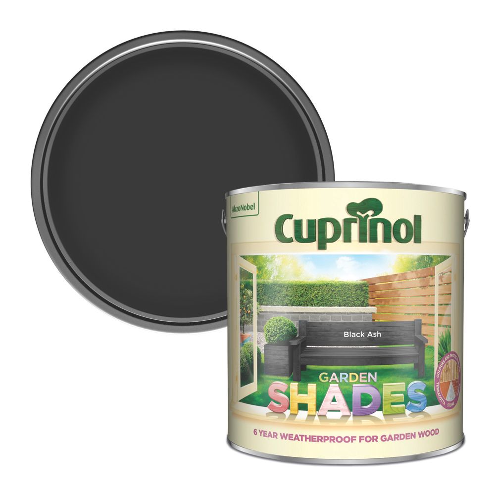 Image of Cuprinol Garden Shades Woodstain Matt Black Ash 2.5Ltr 