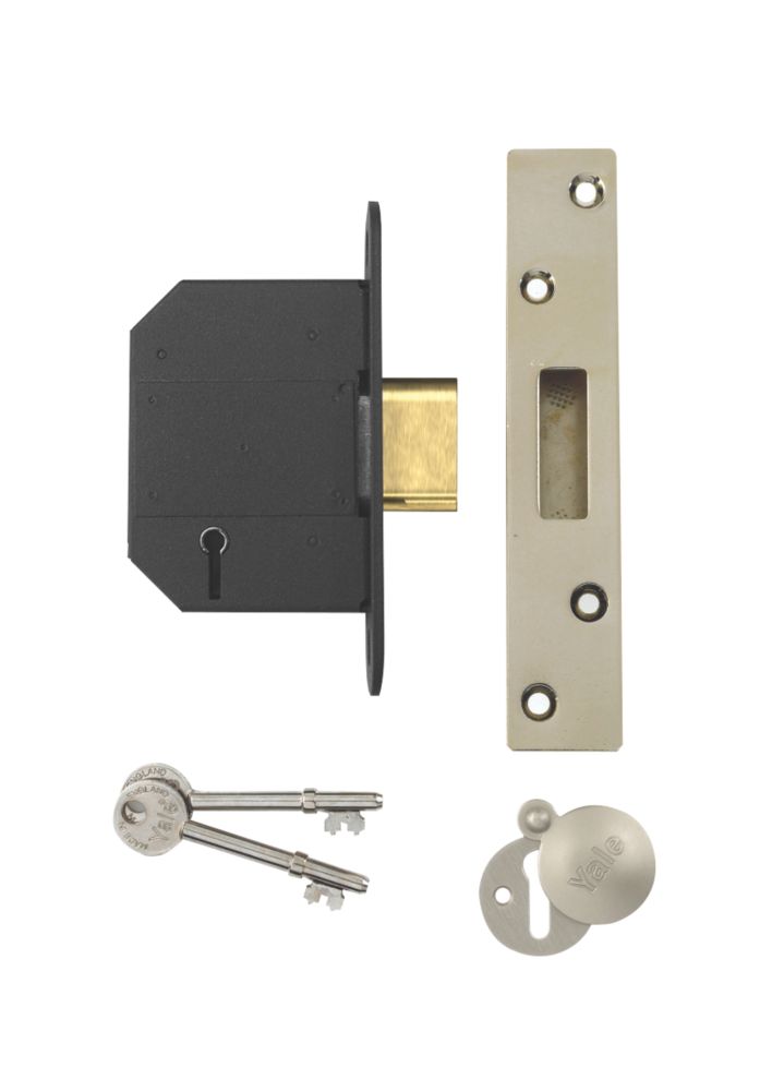 Image of Yale Fire Rated Polished Chrome BS 5-Lever Deadlock 64mm Case - 45mm Backset 
