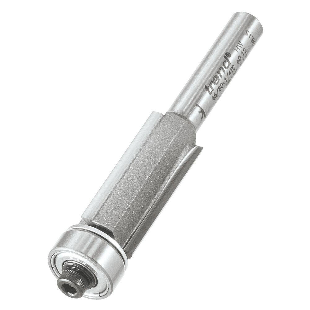 Image of Trend 46/80X1/4TC 1/4" Shank Triple-Flute Straight Self-Guiding Cutter 12.7mm x 25.4mm 