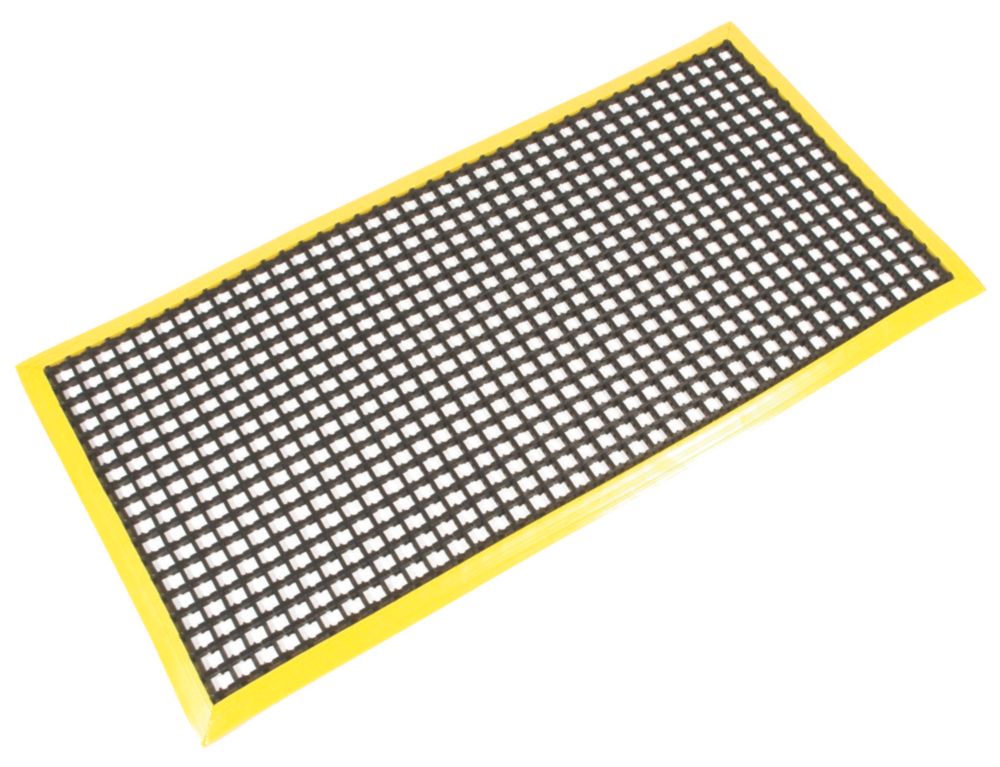 Image of COBA Europe Workstation Anti-Fatigue Floor Mat Black / Yellow 1.8m x 1.2m x 12mm 
