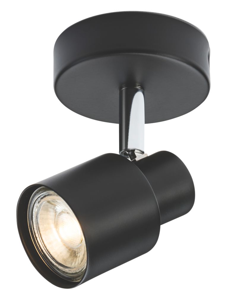 Image of Knightsbridge Round 1-Light Single GU10 Wall & Ceiling Spotlight Matt Black 