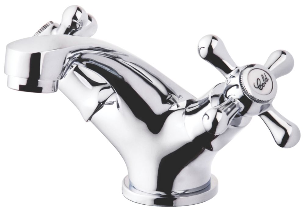Image of Swirl Traditional Basin Mono Mixer Tap with Clicker Waste Chrome 