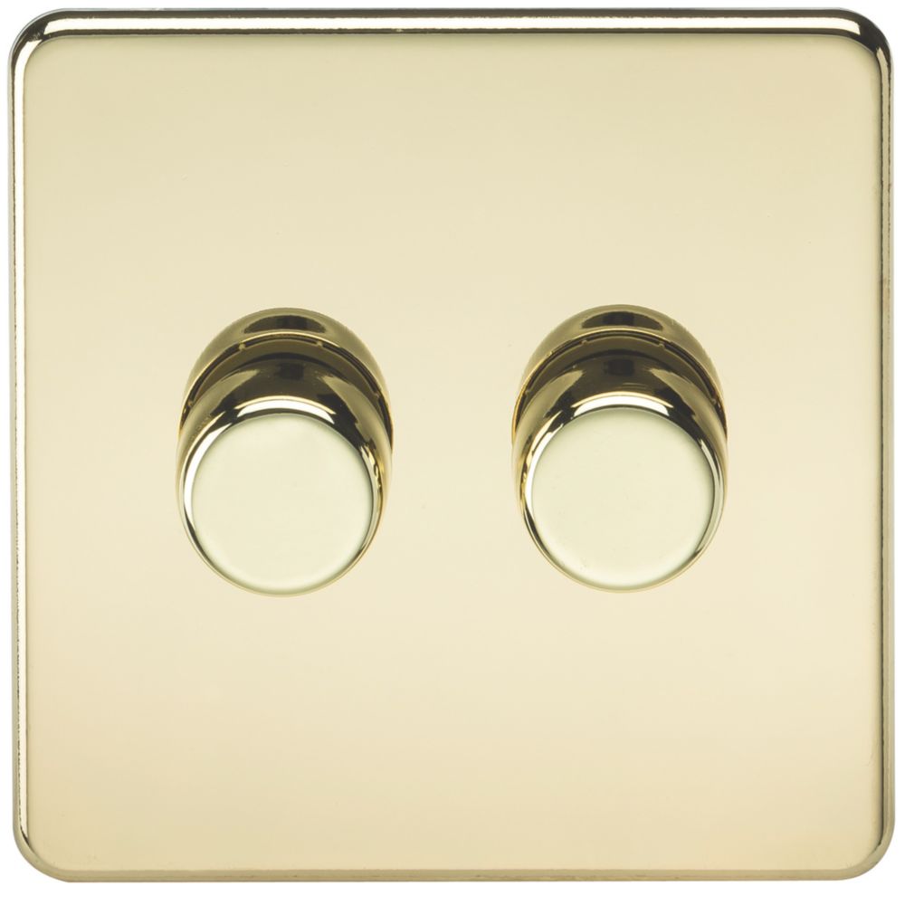 Image of Knightsbridge 2-Gang 2-Way LED Dimmer Switch Polished Brass 