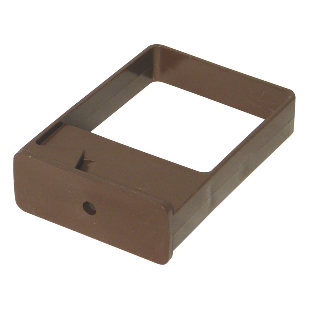 Image of FloPlast Square Line Square Downpipe Clips Single Fix Brown 65mm 10 Pack 