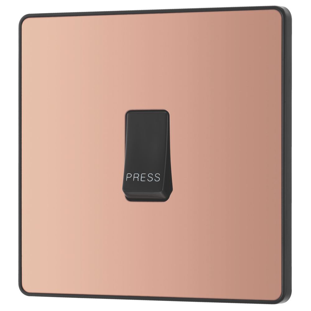 Image of British General Evolve 10A 1-Gang 1-Way Bell Push Switch Copper with Black Inserts 