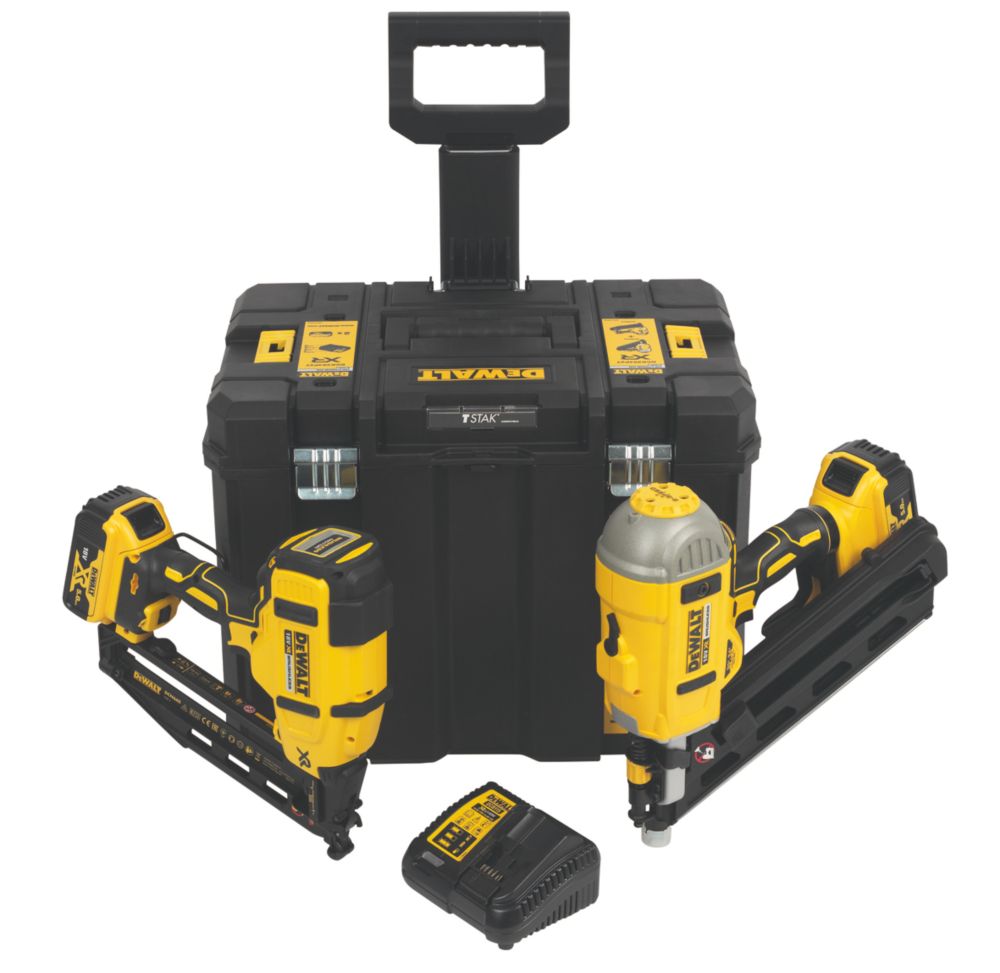Image of DeWalt DCK264P2T-GB 18V 2 x 5.0Ah Li-Ion XR Brushless Cordless Twin Pack Nailer Kit 